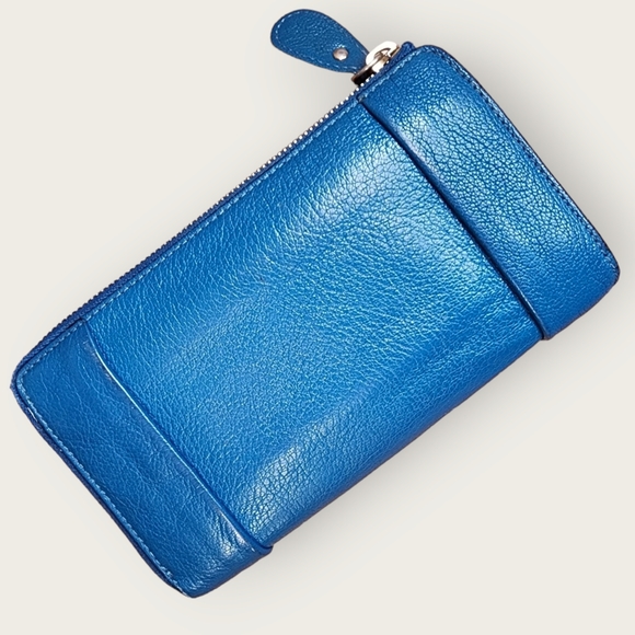 CHLOÉ Elsie Blue Leather Continental Long Wallet,  Vintage - Picture 3 of 11